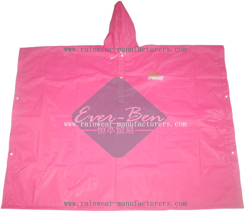 PEVA Pink Rain Poncho|Pink Waterproof Poncho Supplier
